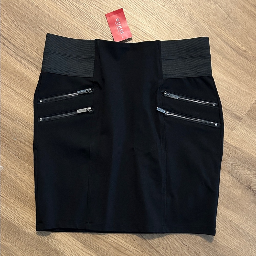 Guess Black Pencil Skirt with Zipper Accents